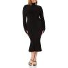 Norma Kamali Womens Long Sleeve Turtle Fishtail Dress to Midcalf(Black)