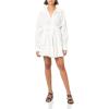 Norma Kamali Women’s Super Oversized Bf Nk Shirt Babydoll Mini Dress(White Vines)