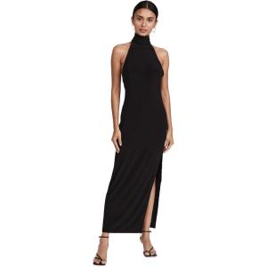 HALTER TURTLE SIDE SLIT GOWN(Black)