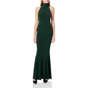 Norma Kamali Womens Halter Turtle Fishtail Gown(Dark Emerald)
