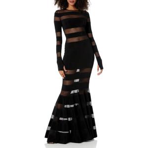 Norma Kamali Womens Spliced Dress Fishtail Gown(Black/Black Mesh)