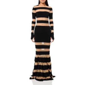Norma Kamali Womens Spliced Dress Fishtail Gown(Black/Nude Mesh)