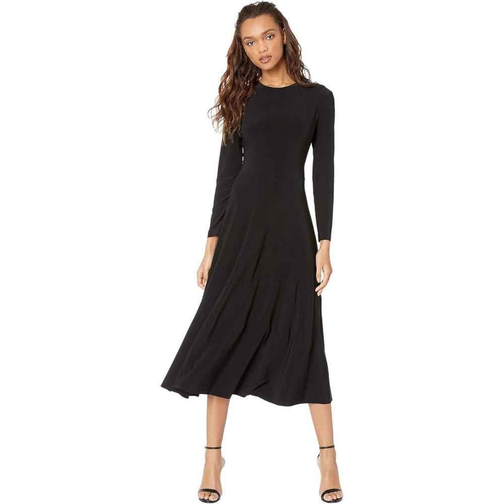 imageNorma Kamali Womens Long Sleeve Flared DressBlack