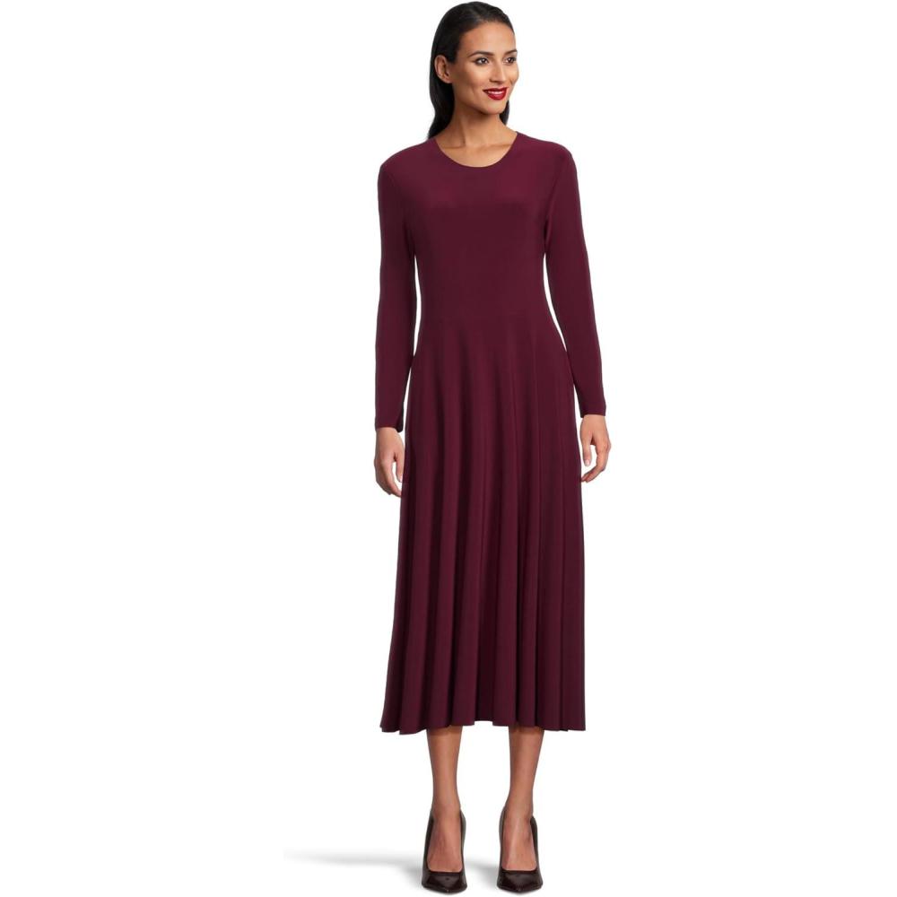 imageNorma Kamali Womens Long Sleeve Flared DressPlum