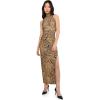 Norma Kamali Women’s Halter Turtle Side Slit Gown(Cheetah Patch)