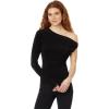 Norma Kamali Womens One Sleeve Drop Shoulder Side Drape Top(Black)