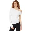 Norma Kamali Womens One Sleeve Drop Shoulder Side Drape Top(Snow White)