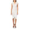 Norma Kamali Women’s Sleeveless Deep V Neck Shirred Front Dress to Knee(Pearl)