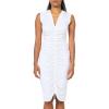 Norma Kamali Women’s Sleeveless Deep V Neck Shirred Front Dress to Knee(Snow White)