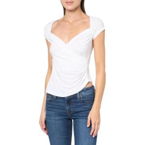 Norma Kamali Women’s Cap Sleeve Sweetheart Side Drape Top(Snow White)