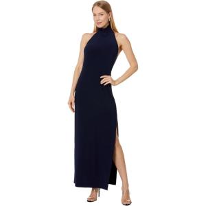 Norma Kamali Women’s Halter Turtle Side Slit Gown(True Navy)