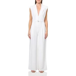 Norma Kamali womens Sleeveless Single Breasted Straight Leg Jumpsuit(Snow White)