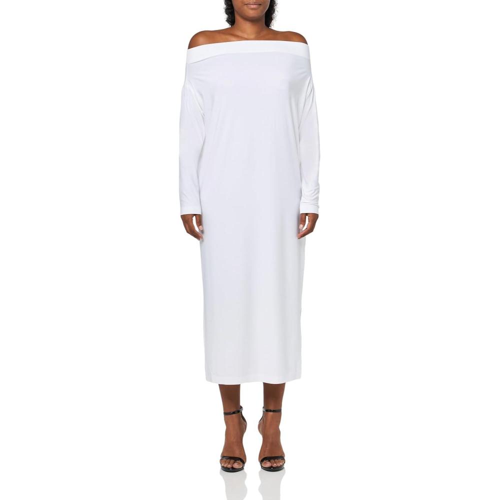imageNorma Kamali Womens All in One Side Slit Long SkirtSnow White