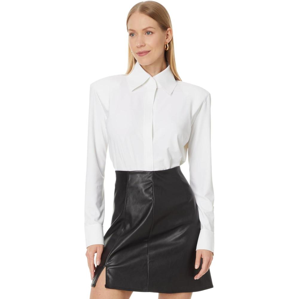imageNorma Kamali Womens Nk Shirt WShoulder PadsSnow White