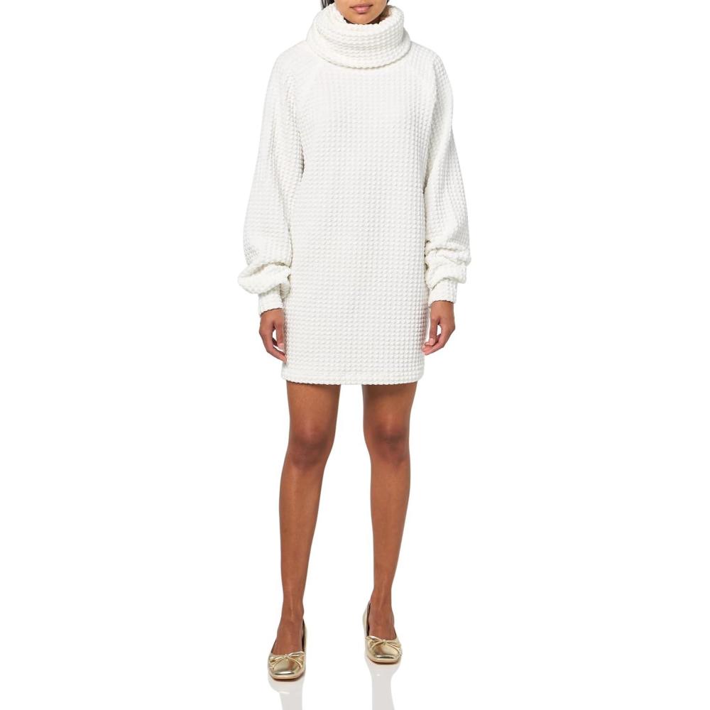 imageNorma Kamali Womens Oversized Raglan Sleeve Turtleneck Mini DressSnow White