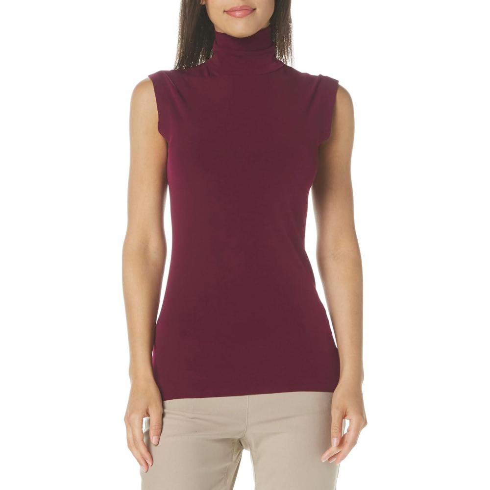 imageNorma Kamali Womens Slim Fit Sleeveless Turtle TopPlum