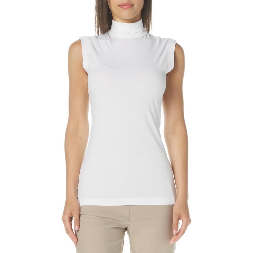 imageNorma Kamali Womens Slim Fit Sleeveless Turtle TopSnow White