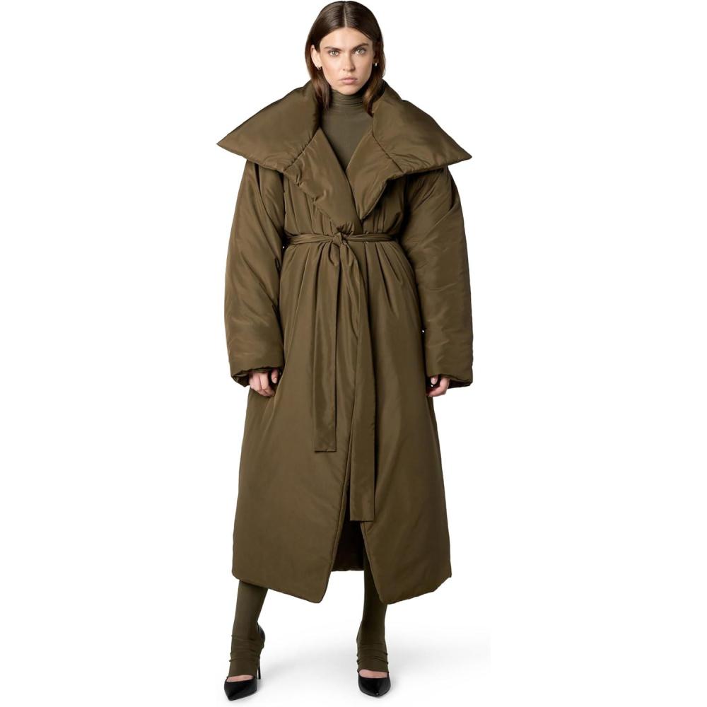 imageNorma Kamali womens High Collar Sleeping Bag Coat LongBark