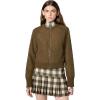 Norma Kamali womens Quilted Short Bomber Jacket(Bark)