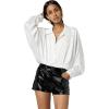 Norma Kamali womens Super Oversized Boyfriend Nk Shirt Bodysuit(Snow White)