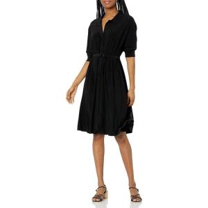 Norma Kamali Women’s Boyfriend Nk Shirt a Line Dress to Knee(Black)