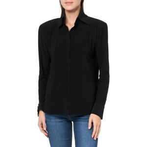 Norma Kamali Women’s Nk Shirt W/Shoulder Pads W/Lariat(Black)