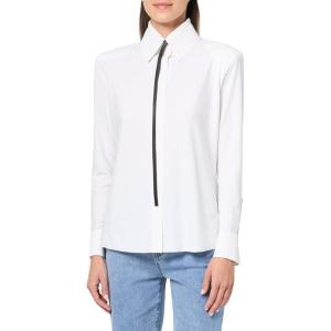 Norma Kamali Women’s Nk Shirt W/Shoulder Pads W/Lariat(Snow White)