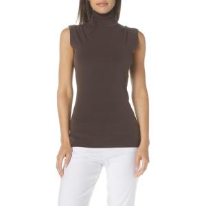 Norma Kamali Womens Slim Fit Sleeveless Turtle Top(Chocolate)