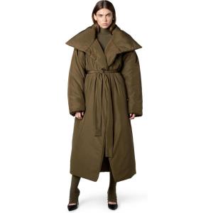 Norma Kamali womens High Collar Sleeping Bag Coat Long(Bark)