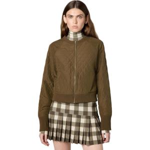 Norma Kamali womens Quilted Short Bomber Jacket(Bark)