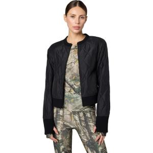 Norma Kamali womens Quilted Short Bomber Jacket(Black)