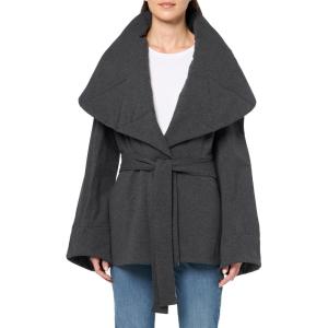 Norma Kamali womens Shawl Collar Peplum Jacket(Dark Heather Grey)