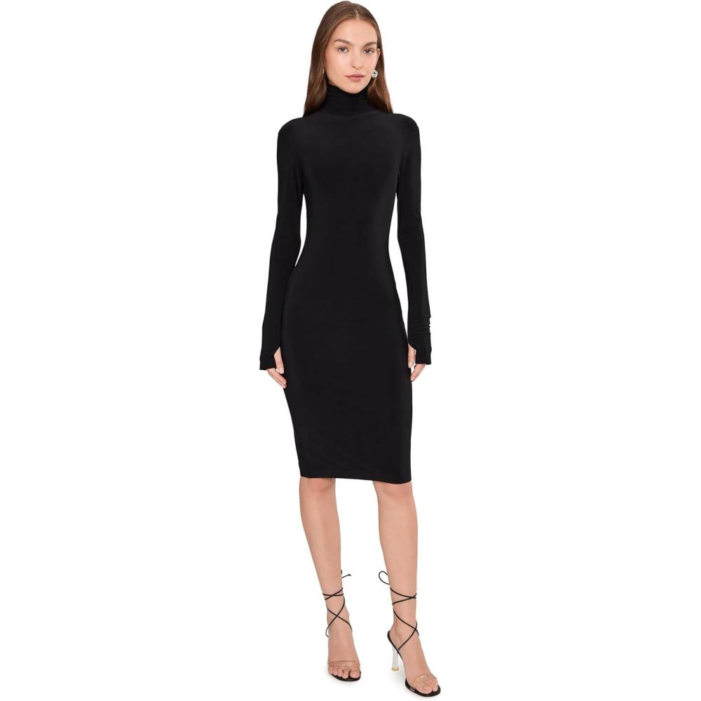 image:imageNorma Kamali Womens Long Sleeve Turtleneck Dress to KneeBlack 1