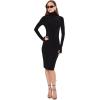 Norma Kamali Women’s Long Sleeve Turtleneck Dress to Knee(Black 1)