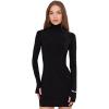 Norma Kamali Womens Long Sleeve Turtleneck Mini Dress(Black)