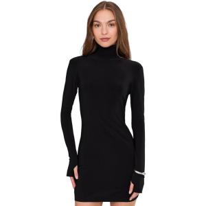 Norma Kamali Womens Long Sleeve Turtleneck Mini Dress(Black)
