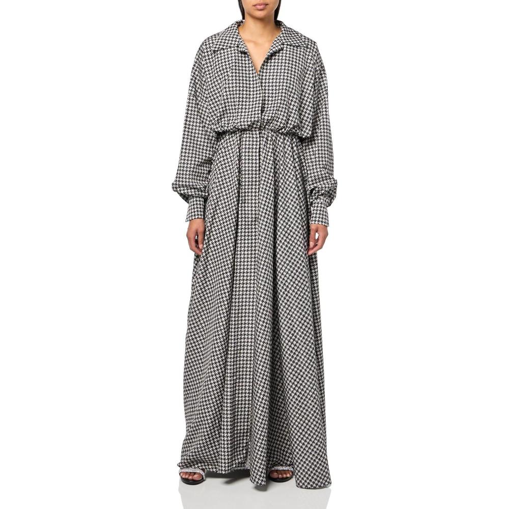 image:imageNorma Kamali Womens Super Oversized Boyfriend Nk Shirt Flared GownLarge Houndstooth