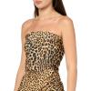 Norma Kamali Women’s Strapless Side Drape Mini Dress(Cheetah Patch)