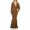 Norma Kamali Womens Dolman V Neck Fishtail Gown(Bronze)