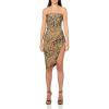 Norma Kamali Women’s Strapless Side Drape Mini Dress(Cheetah Patch)