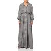 Norma Kamali Women’s Super Oversized Boyfriend Nk Shirt Flared Gown(Large Houndstooth)