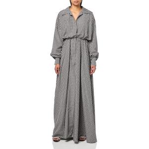 Norma Kamali Women’s Super Oversized Boyfriend Nk Shirt Flared Gown(Large Houndstooth)