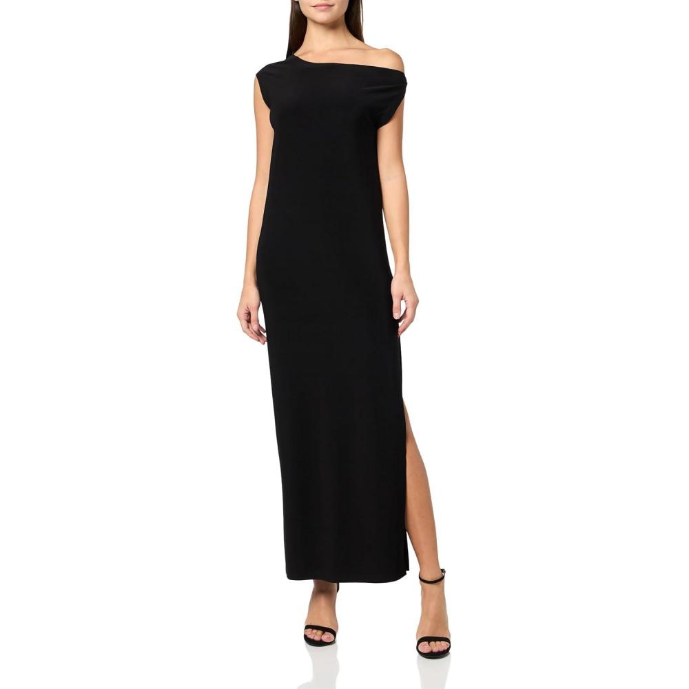 image:imageNorma Kamali Womens Drop Shoulder Long Dress WSide SlitBlack