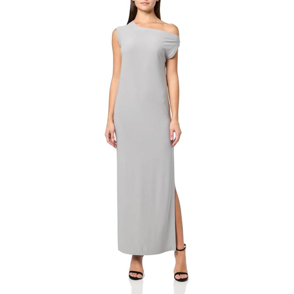 image:imageNorma Kamali Womens Drop Shoulder Long Dress WSide SlitGrey