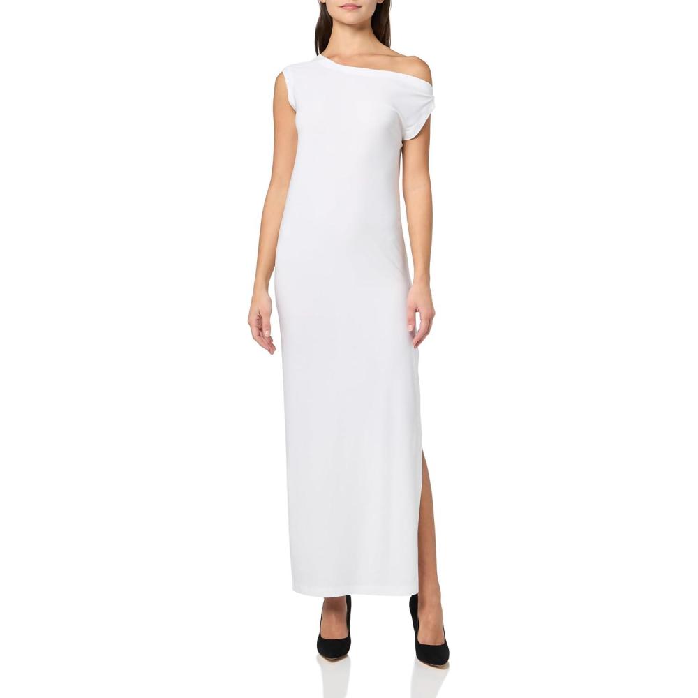 image:imageNorma Kamali Womens Drop Shoulder Long Dress WSide SlitSnow White