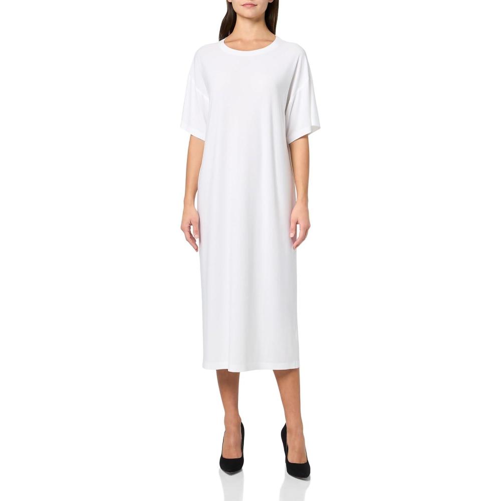 image:imageNorma Kamali Womens Short Sleeve Boxy Dress to MidcalfSnow White