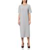 Norma Kamali Womens Short Sleeve Boxy Dress to Midcalf(Grey)