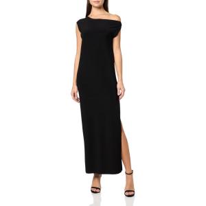 Norma Kamali Womens Drop Shoulder Long Dress W/Side Slit(Black)