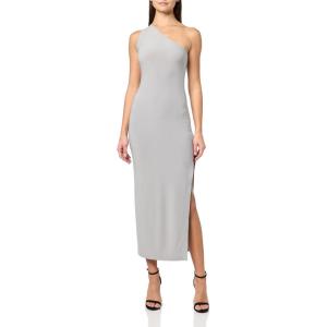 Norma Kamali Womens One Shoulder Long Dress W/Side Slit(Grey)