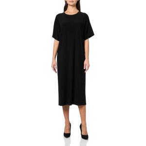 Norma Kamali Womens Short Sleeve Boxy Dress to Midcalf(Black)